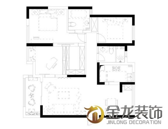 精装房精装修｜金龙装饰｜北欧风格家庭装修案例&mdash;&mdash;平面布置图