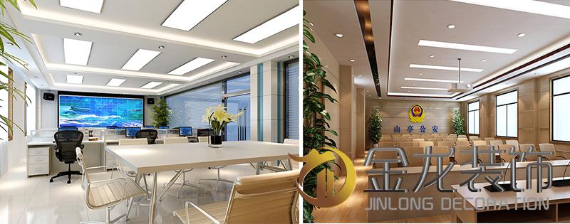 金龙装饰受邀为枣庄市公安局山亭区分局进行办公工程精装修设计、施工。三层互联网监控、三层会议室效果图。